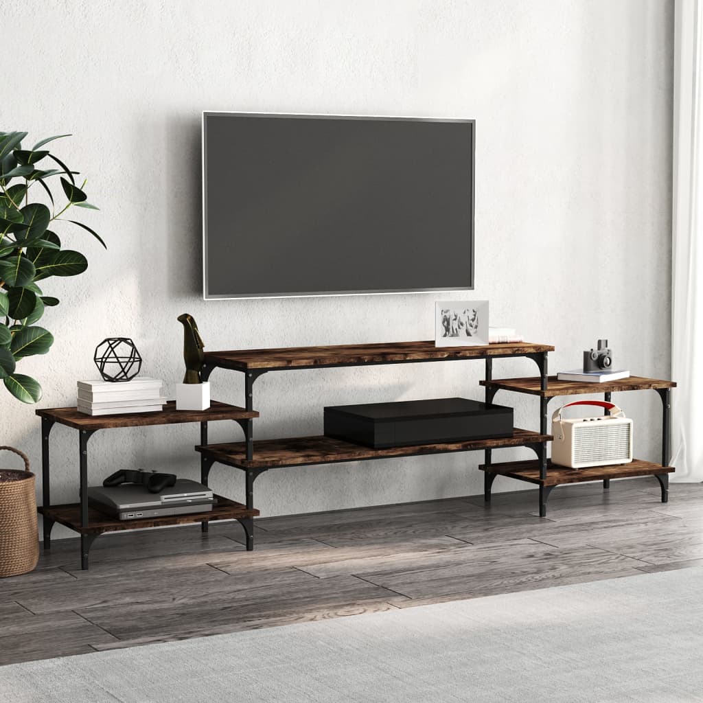 Tv-meubel 197x35x52 cm bewerkt hout gerookt eikenkleurig is nu te koop bij PeponiXL, paradijselijk wonen!