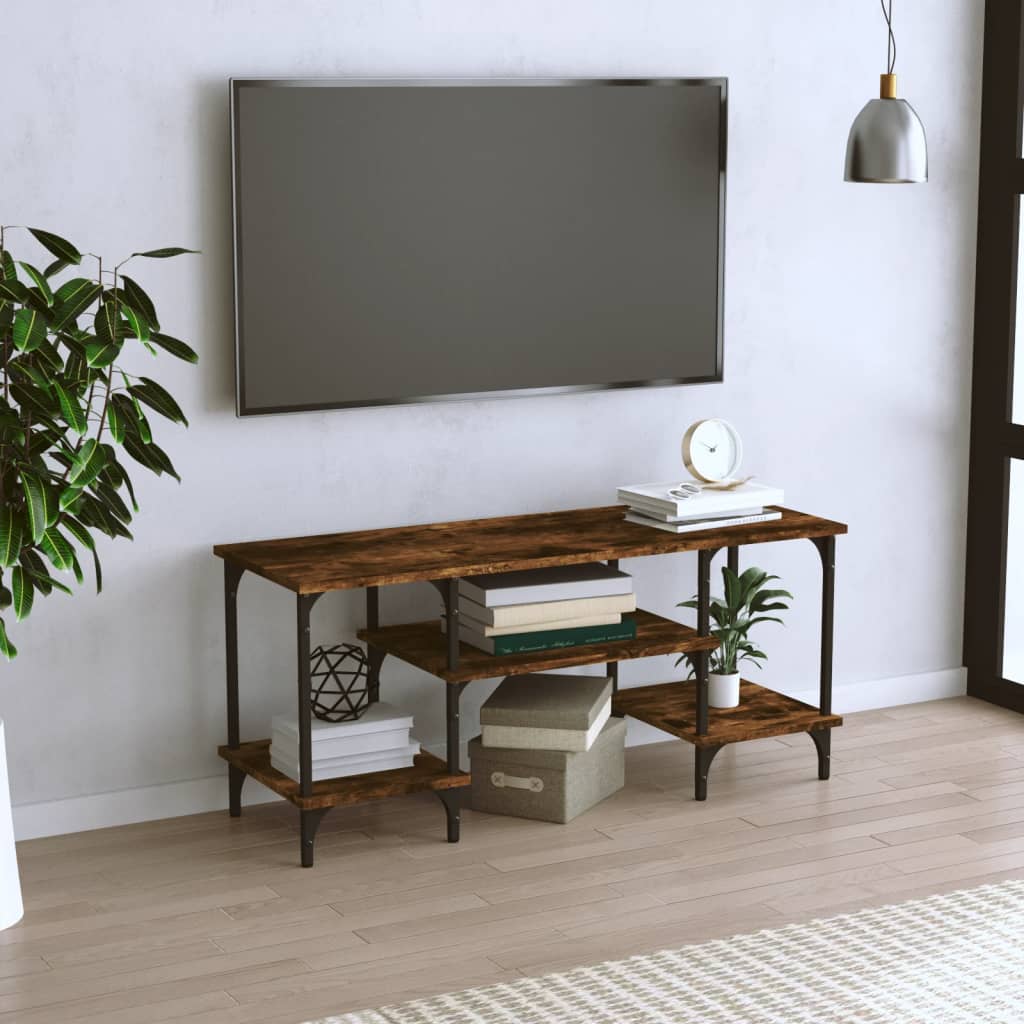 Tv-meubel 102x35x45,5 cm bewerkt hout gerookt eikenkleurig is nu te koop bij PeponiXL, paradijselijk wonen!