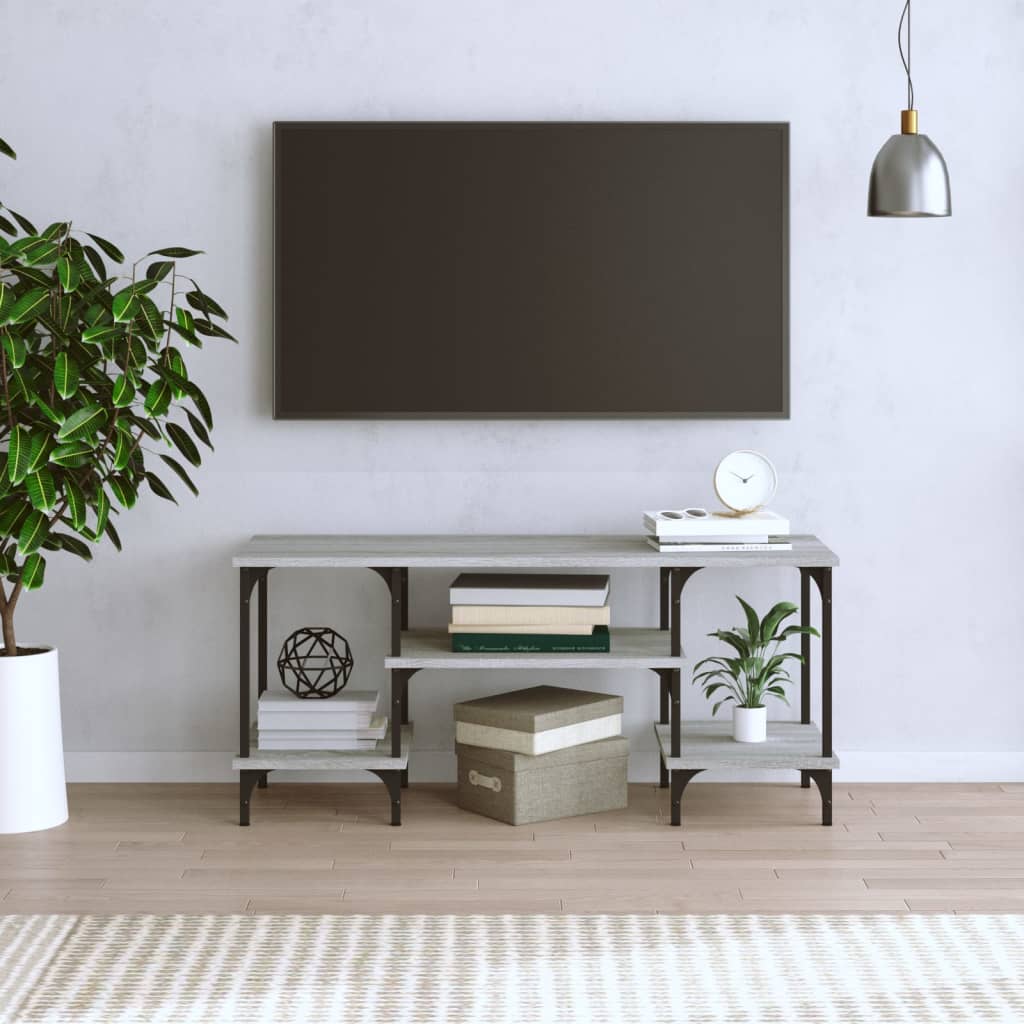 Tv-meubel 102x35x45,5 cm bewerkt hout grijs sonoma eikenkleurig is nu te koop bij PeponiXL, paradijselijk wonen!