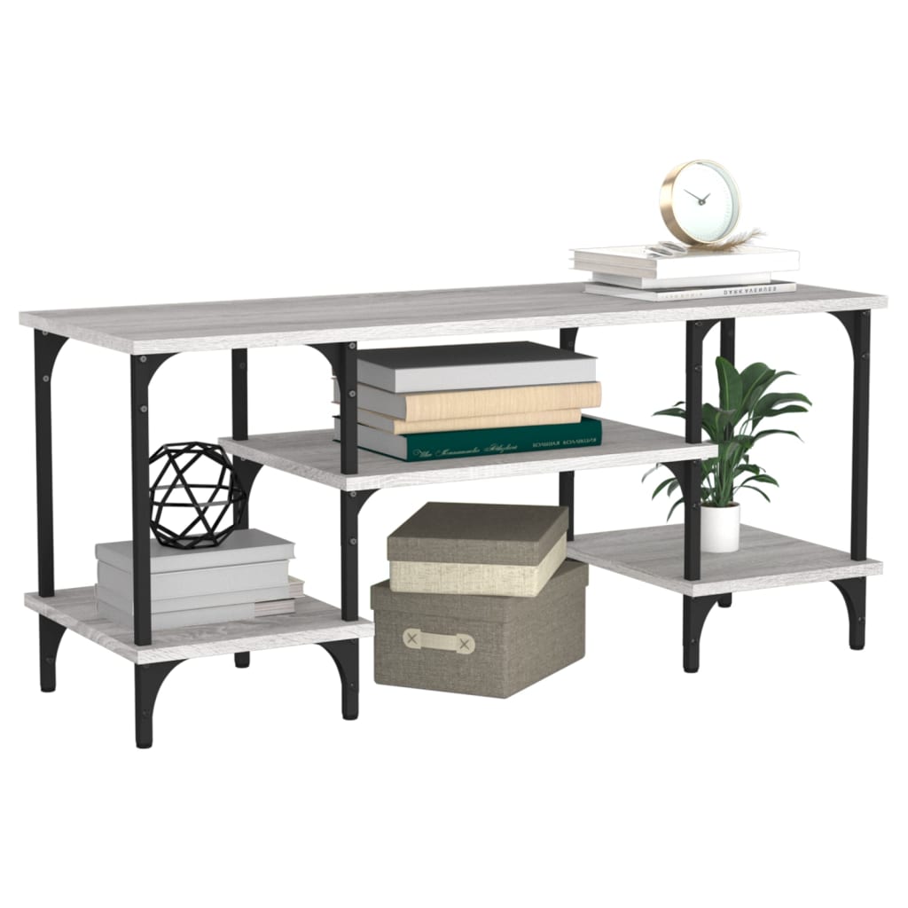 Tv-meubel 102x35x45,5 cm bewerkt hout grijs sonoma eikenkleurig is nu te koop bij PeponiXL, paradijselijk wonen!