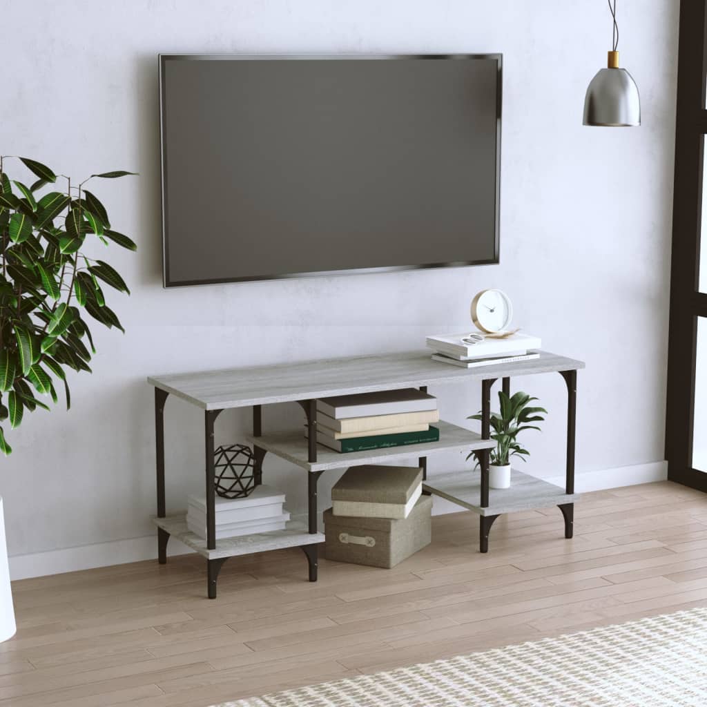 Tv-meubel 102x35x45,5 cm bewerkt hout grijs sonoma eikenkleurig is nu te koop bij PeponiXL, paradijselijk wonen!