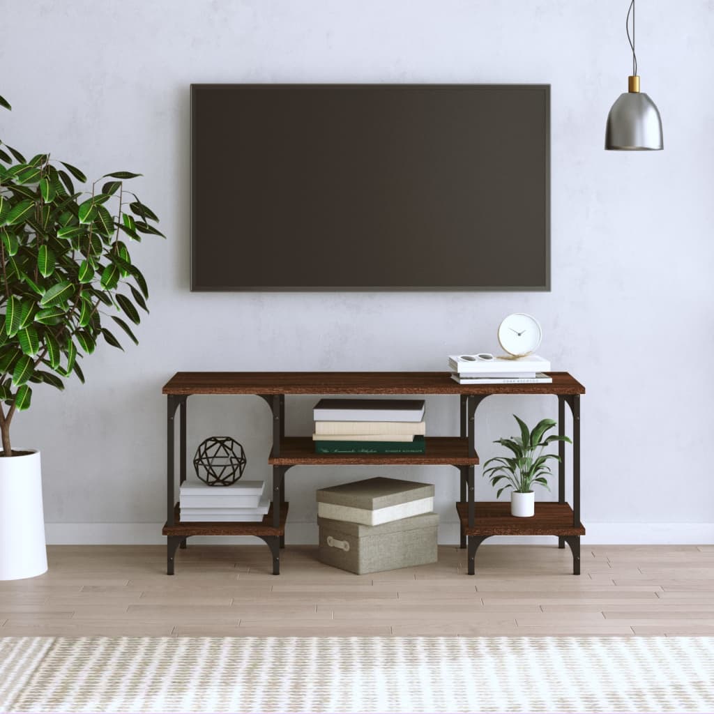 Tv-meubel 102x35x45,5 cm bewerkt hout bruin eikenkleur is nu te koop bij PeponiXL, paradijselijk wonen!