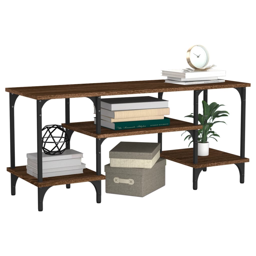 Tv-meubel 102x35x45,5 cm bewerkt hout bruin eikenkleur is nu te koop bij PeponiXL, paradijselijk wonen!