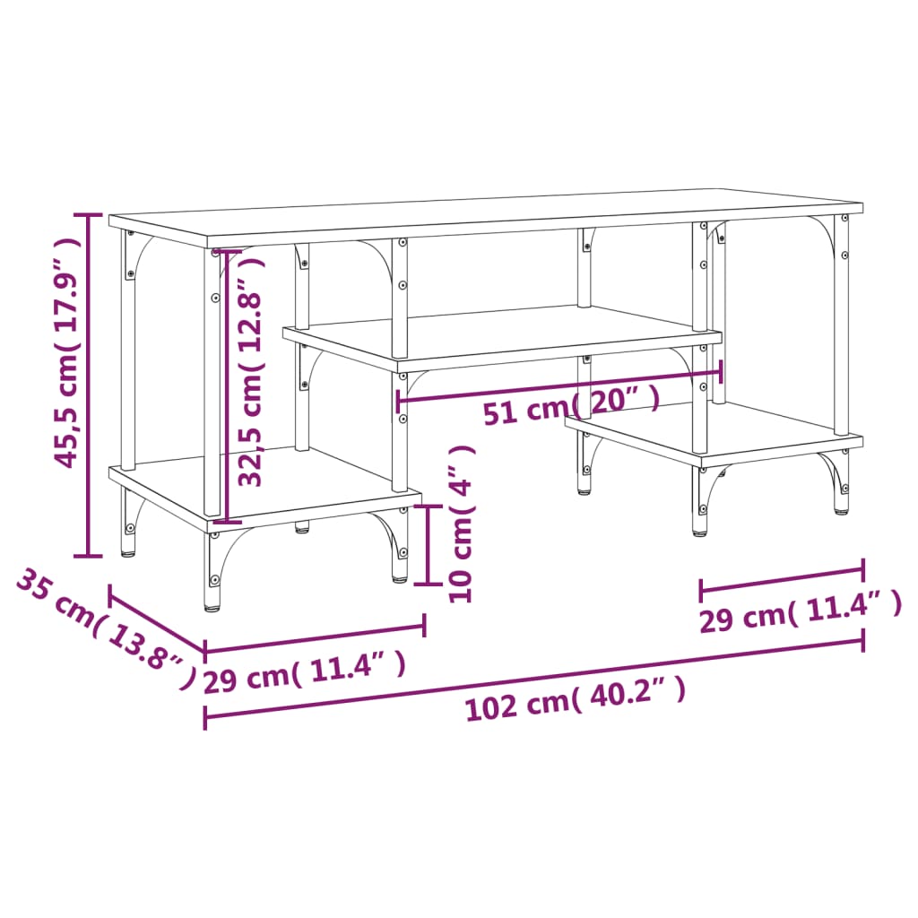 Tv-meubel 102x35x45,5 cm bewerkt hout bruin eikenkleur is nu te koop bij PeponiXL, paradijselijk wonen!