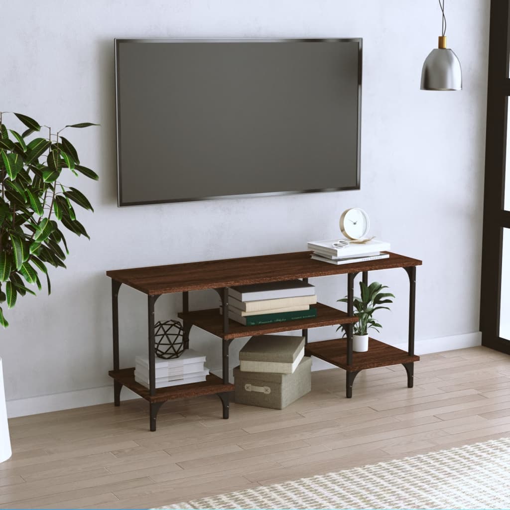 Tv-meubel 102x35x45,5 cm bewerkt hout bruin eikenkleur is nu te koop bij PeponiXL, paradijselijk wonen!
