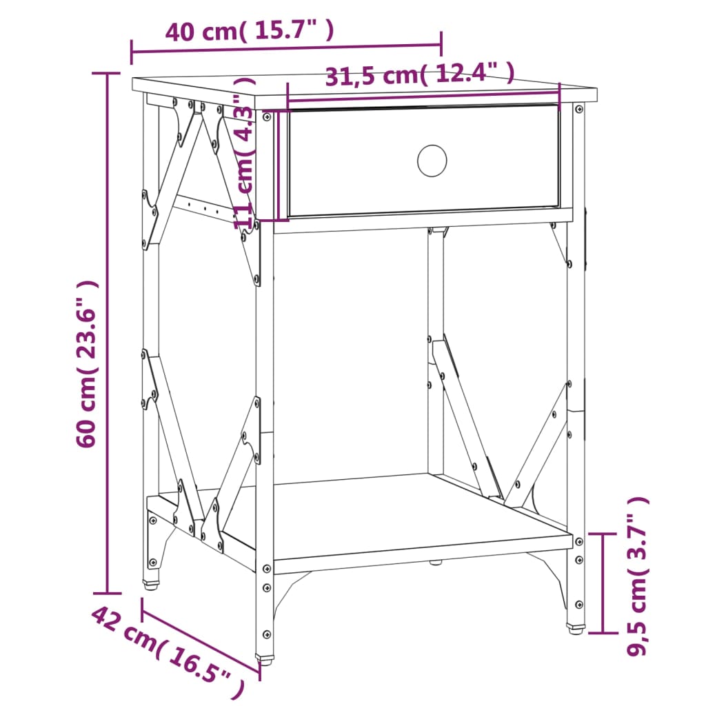 Nachtkastjes 2 st 40x42x60 cm bewerkt hout gerookt eikenkleurig is nu te koop bij PeponiXL, paradijselijk wonen!