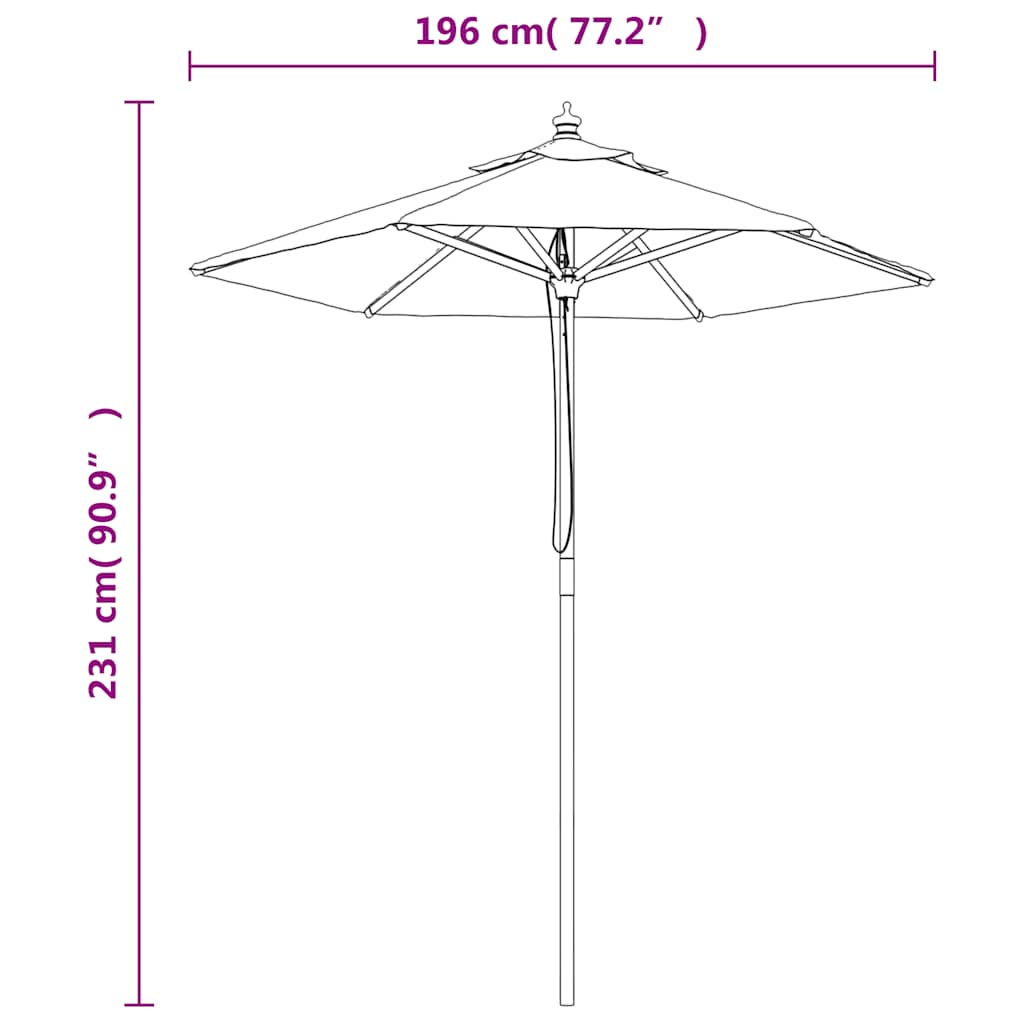 Parasol met houten paal 196x231 cm zandkleurig is nu te koop bij PeponiXL, paradijselijk wonen!