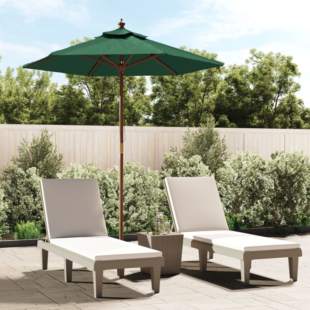 Parasol met houten paal 196x231 cm groen is nu te koop bij PeponiXL, paradijselijk wonen!