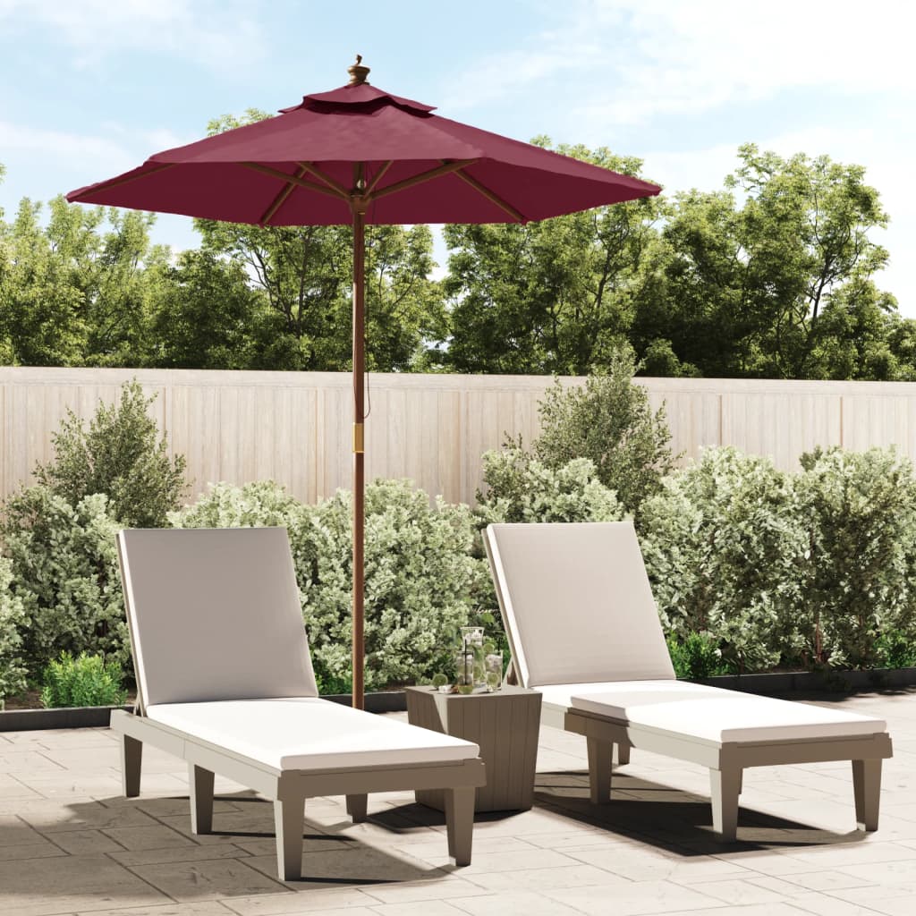 Parasol met houten paal 196x231 cm bordeauxrood is nu te koop bij PeponiXL, paradijselijk wonen!