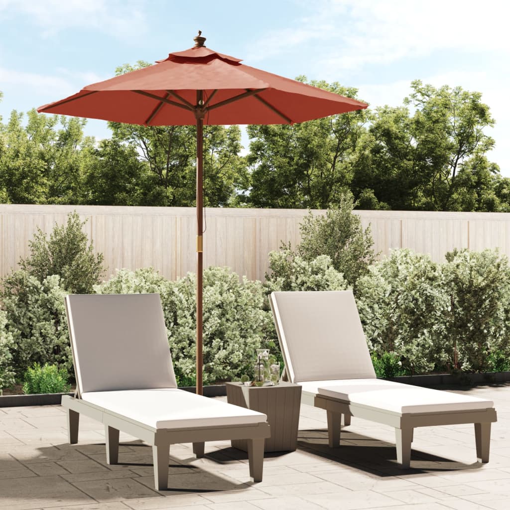 Parasol met houten paal 196x231 cm terracottakleurig is nu te koop bij PeponiXL, paradijselijk wonen!
