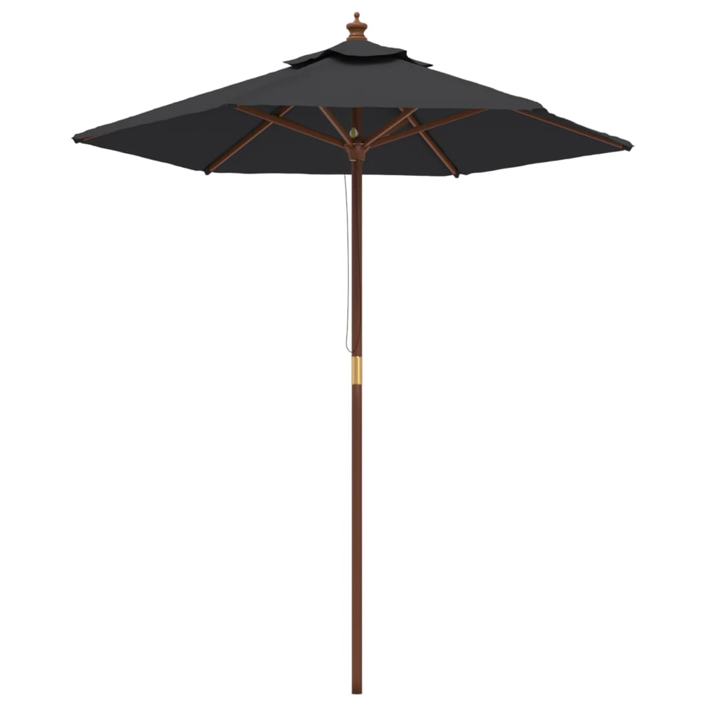 Parasol met houten paal 196x231 cm zwart is nu te koop bij PeponiXL, paradijselijk wonen!