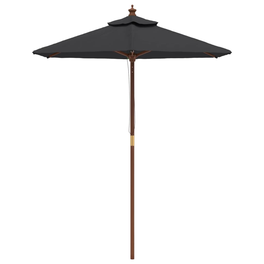 Parasol met houten paal 196x231 cm zwart is nu te koop bij PeponiXL, paradijselijk wonen!