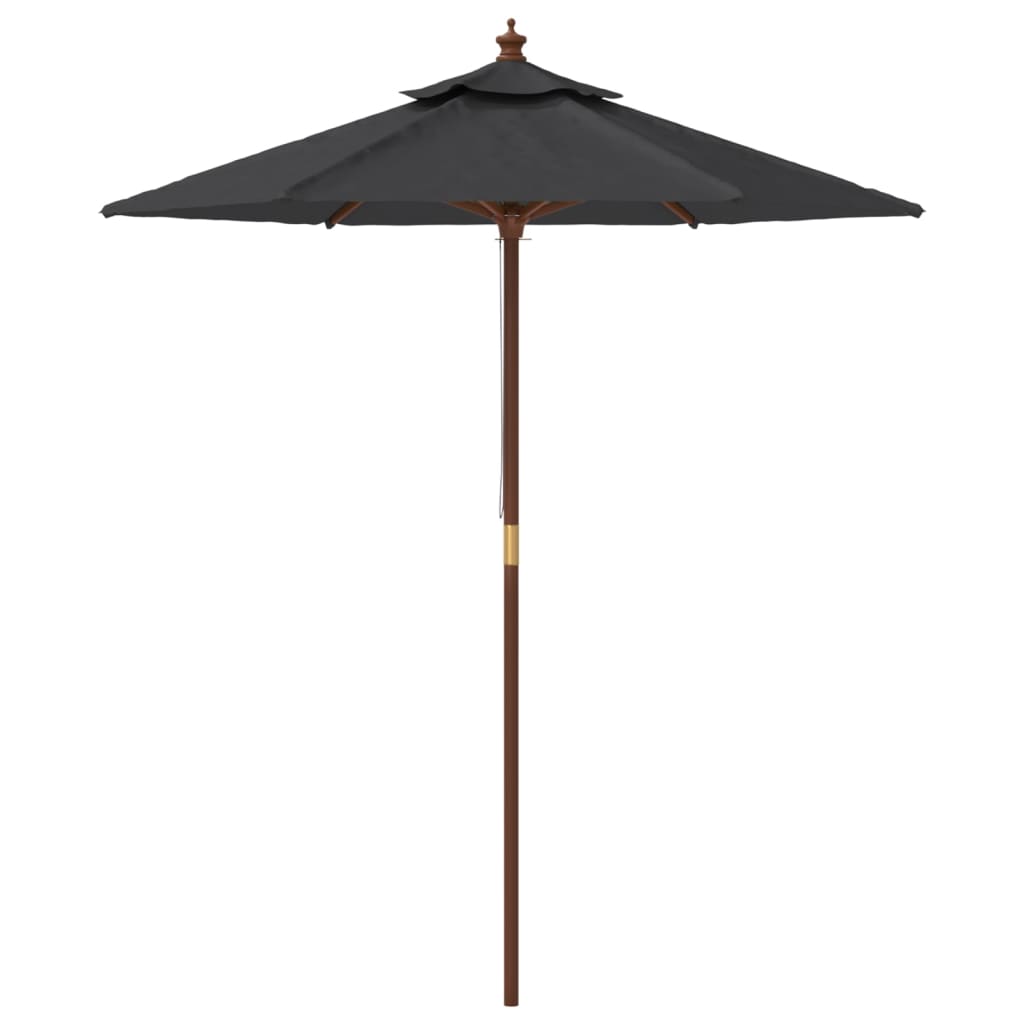 Parasol met houten paal 196x231 cm zwart is nu te koop bij PeponiXL, paradijselijk wonen!