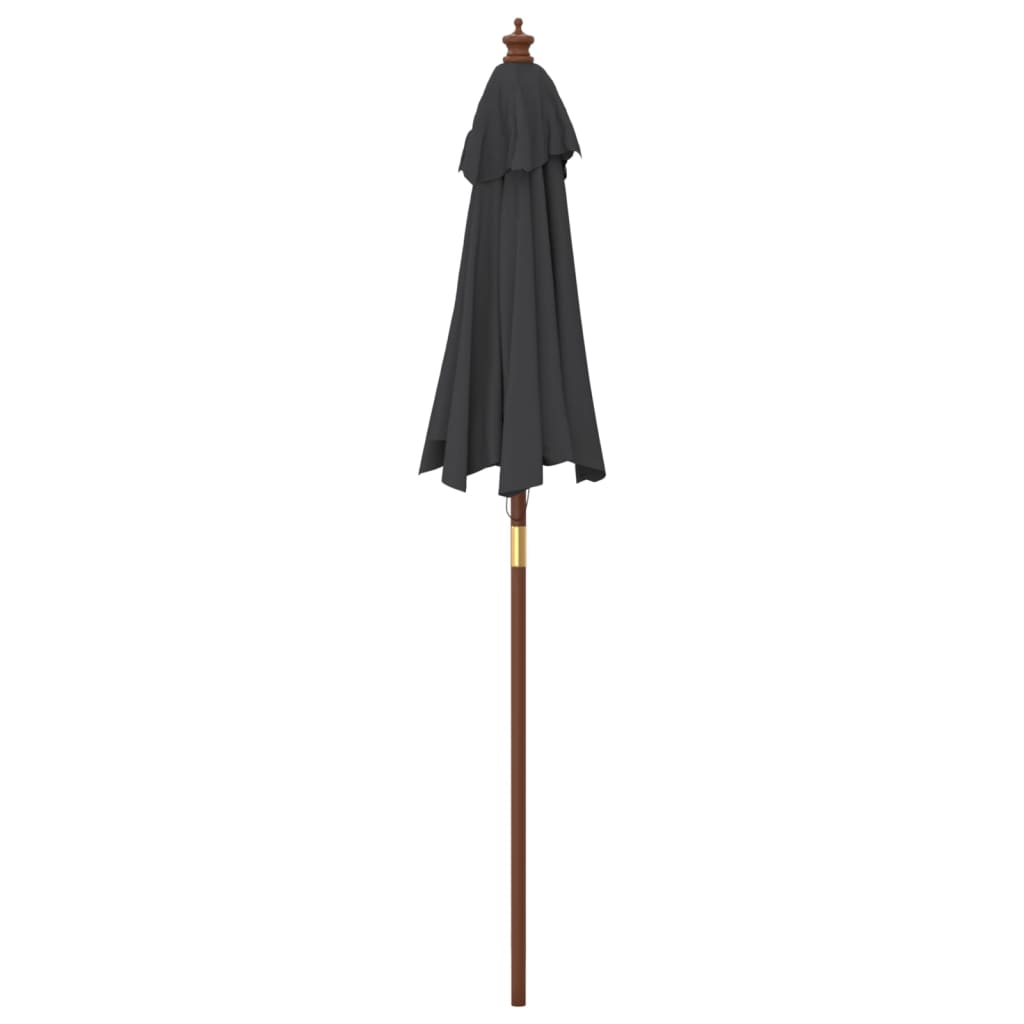 Parasol met houten paal 196x231 cm zwart is nu te koop bij PeponiXL, paradijselijk wonen!