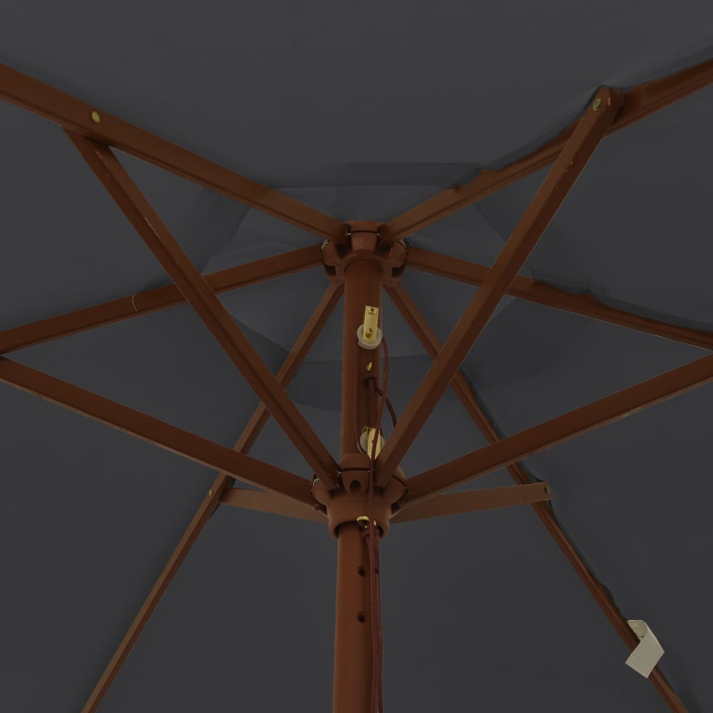 Parasol met houten paal 196x231 cm zwart is nu te koop bij PeponiXL, paradijselijk wonen!