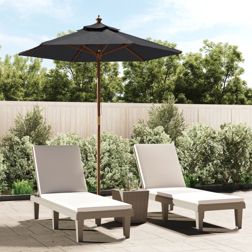 Parasol met houten paal 196x231 cm zwart is nu te koop bij PeponiXL, paradijselijk wonen!