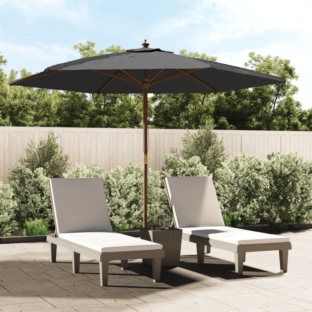 Parasol met houten paal 299x240 cm antracietkleurig is nu te koop bij PeponiXL, paradijselijk wonen!