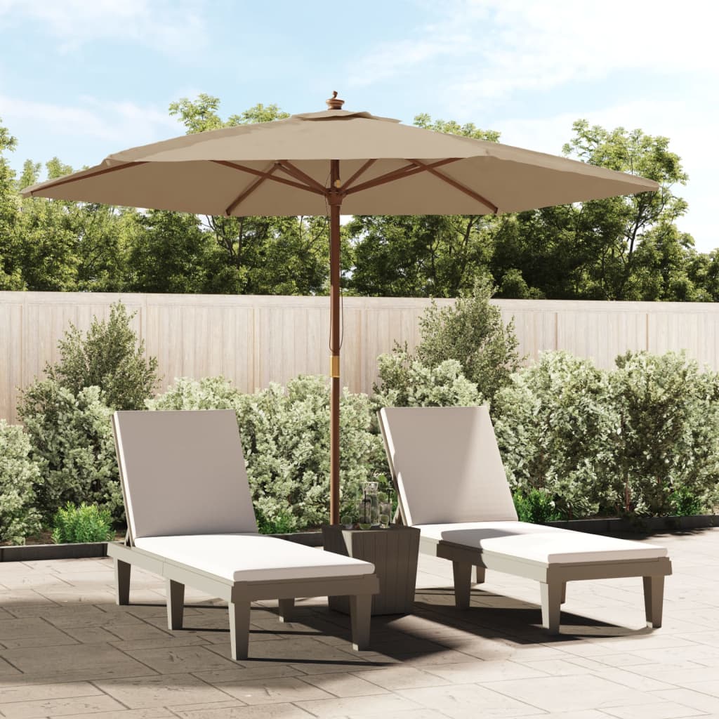 Parasol met houten paal 299x240 cm taupe is nu te koop bij PeponiXL, paradijselijk wonen!