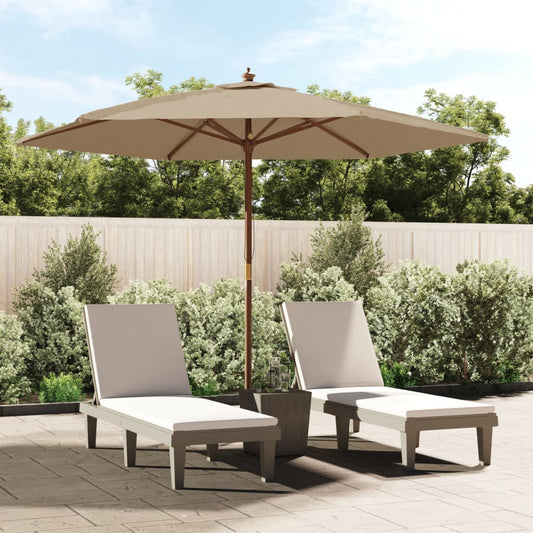 Parasol met houten paal 299x240 cm taupe is nu te koop bij PeponiXL, paradijselijk wonen!