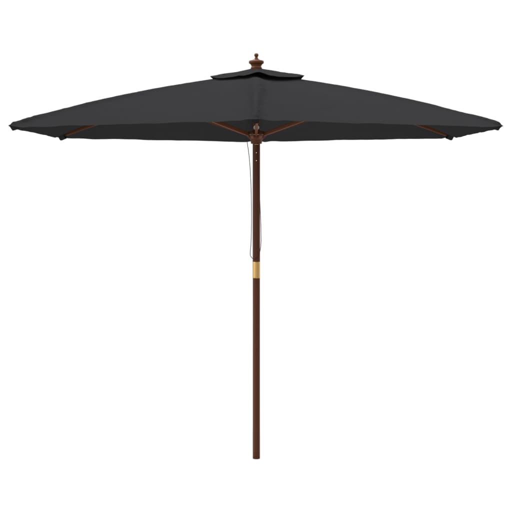 Parasol met houten paal 299x240 cm zwart is nu te koop bij PeponiXL, paradijselijk wonen!