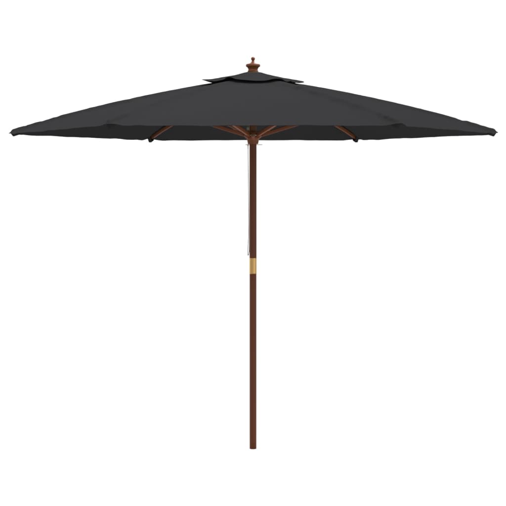 Parasol met houten paal 299x240 cm zwart is nu te koop bij PeponiXL, paradijselijk wonen!