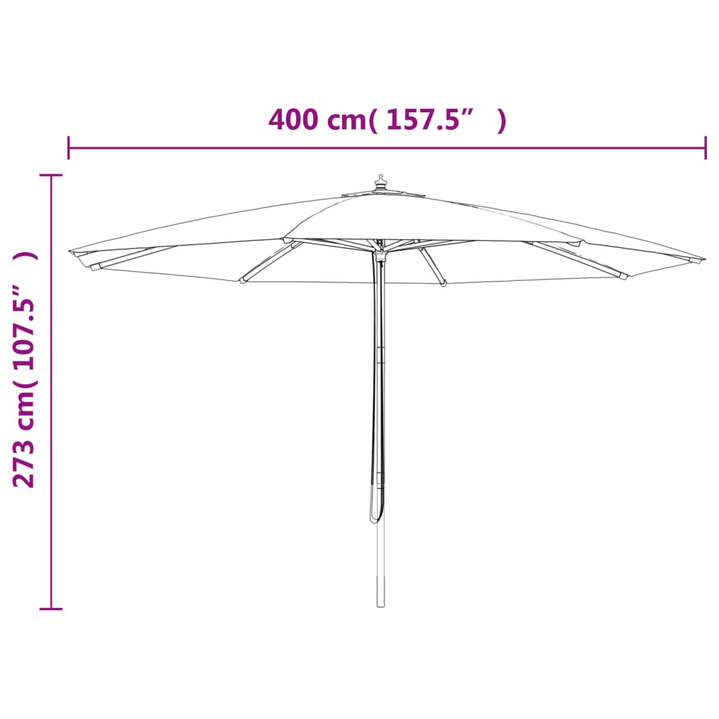Parasol met houten paal 400x273 cm terracottakleurig is nu te koop bij PeponiXL, paradijselijk wonen!