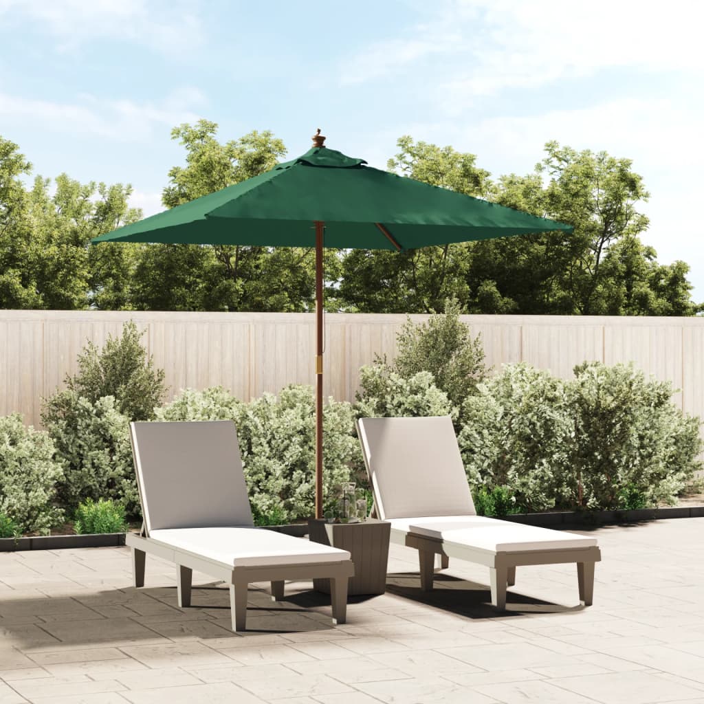 Parasol met houten paal 198x198x231 cm groen is nu te koop bij PeponiXL, paradijselijk wonen!