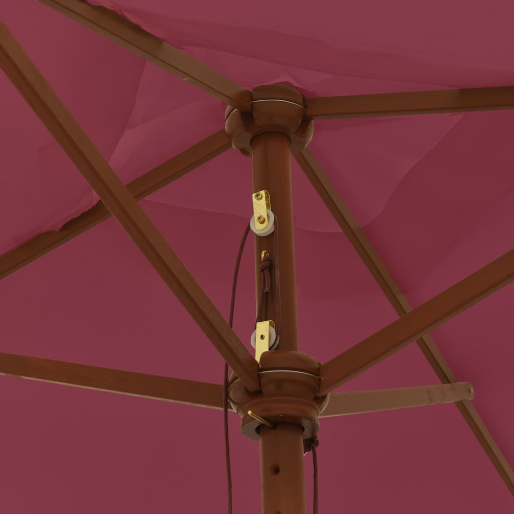 Parasol met houten paal 198x198x231 cm bordeauxrood is nu te koop bij PeponiXL, paradijselijk wonen!