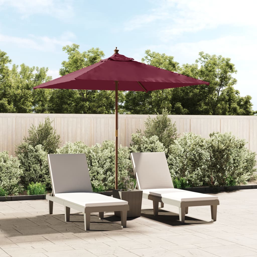 Parasol met houten paal 198x198x231 cm bordeauxrood is nu te koop bij PeponiXL, paradijselijk wonen!