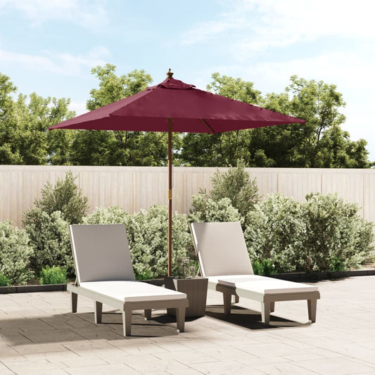 Parasol met houten paal 198x198x231 cm bordeauxrood is nu te koop bij PeponiXL, paradijselijk wonen!