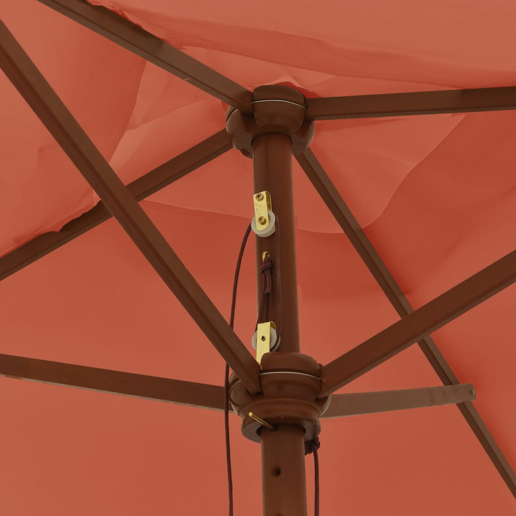 Parasol met houten paal 198x198x231 cm terracottakleurig is nu te koop bij PeponiXL, paradijselijk wonen!