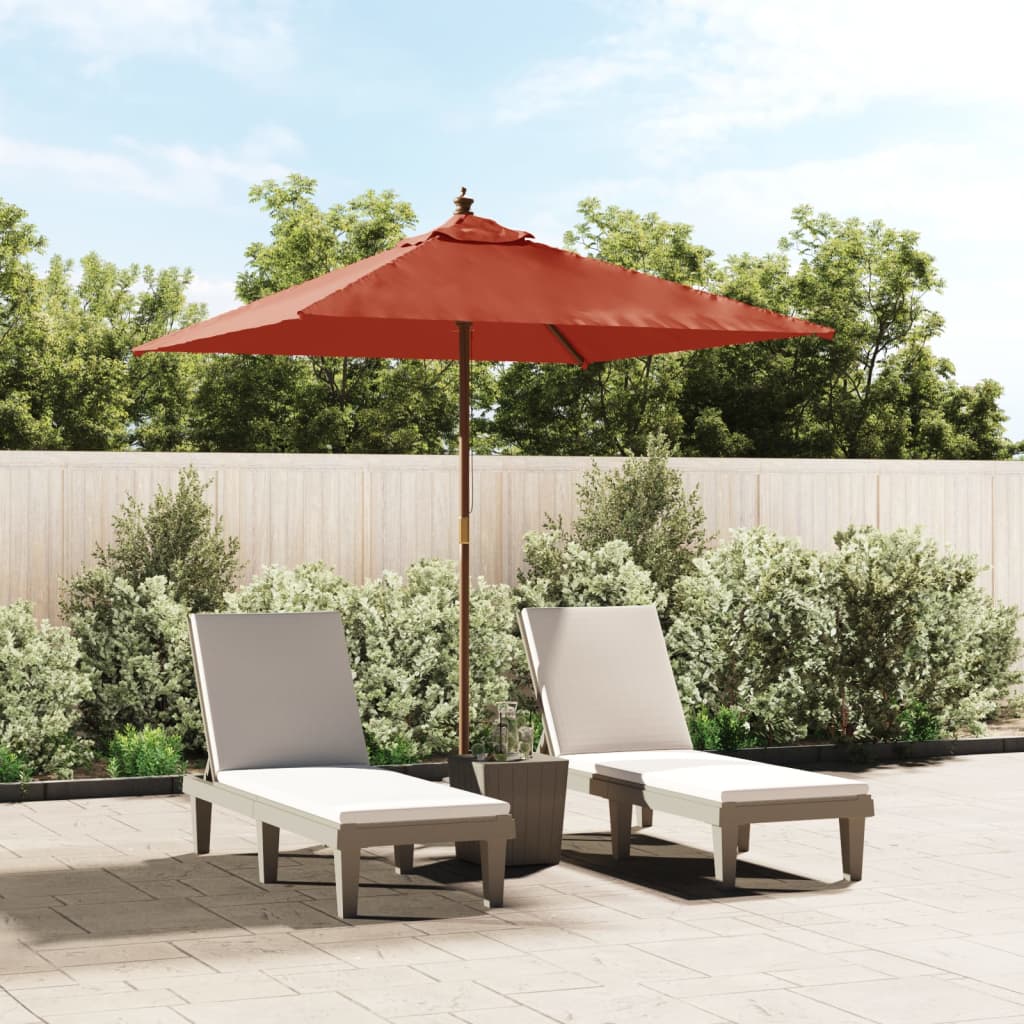 Parasol met houten paal 198x198x231 cm terracottakleurig is nu te koop bij PeponiXL, paradijselijk wonen!