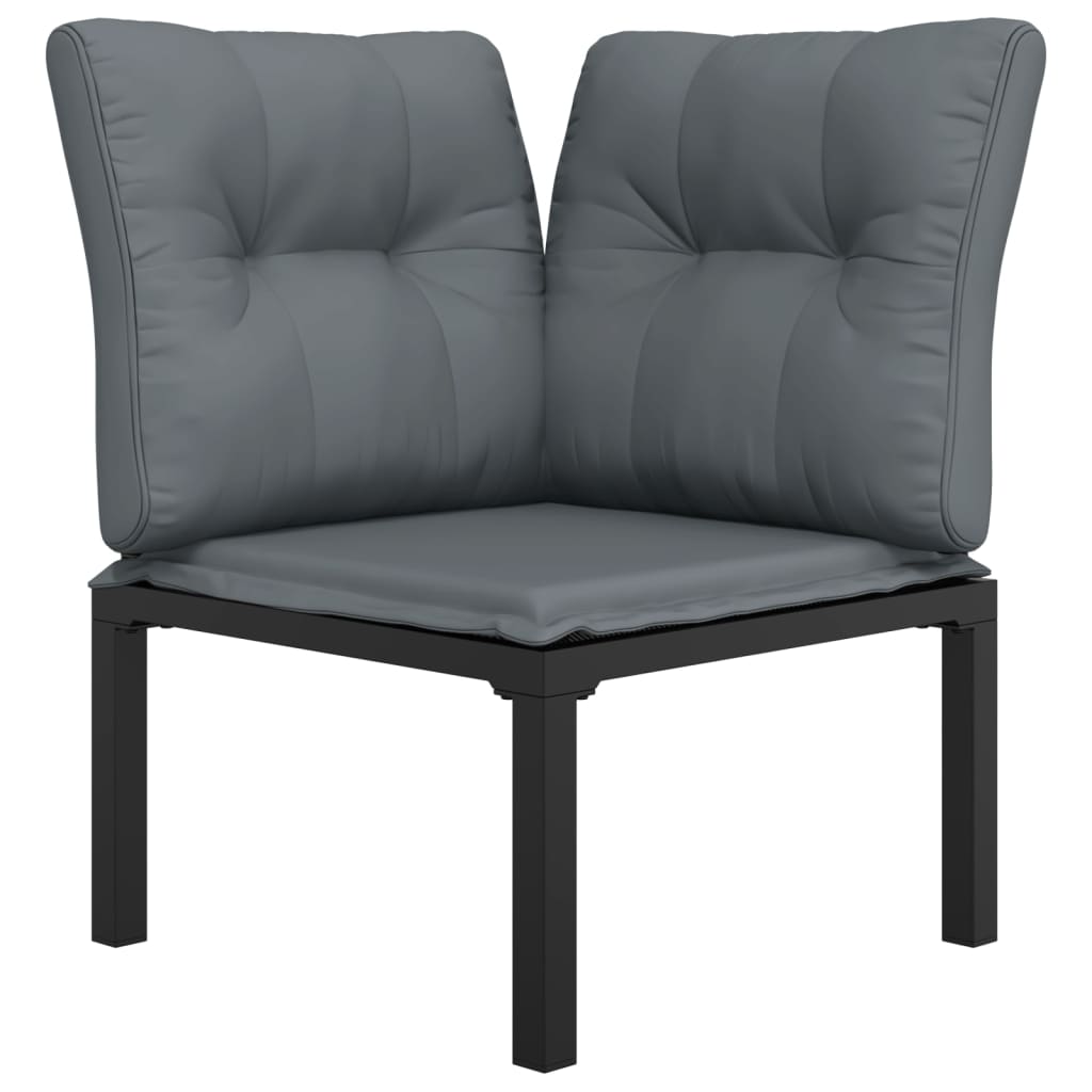 Tuinhoekstoel met kussens poly rattan zwart en grijs is nu te koop bij PeponiXL, paradijselijk wonen!