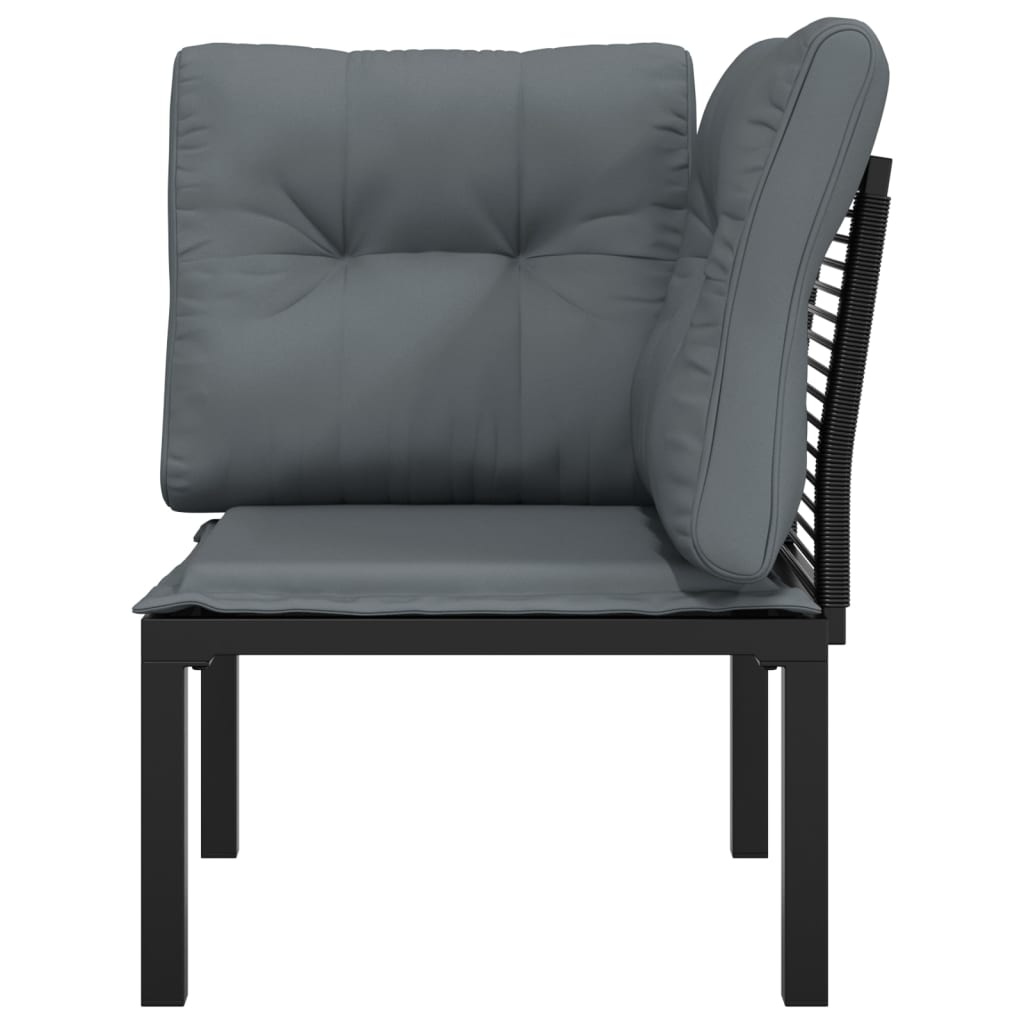Tuinhoekstoel met kussens poly rattan zwart en grijs is nu te koop bij PeponiXL, paradijselijk wonen!