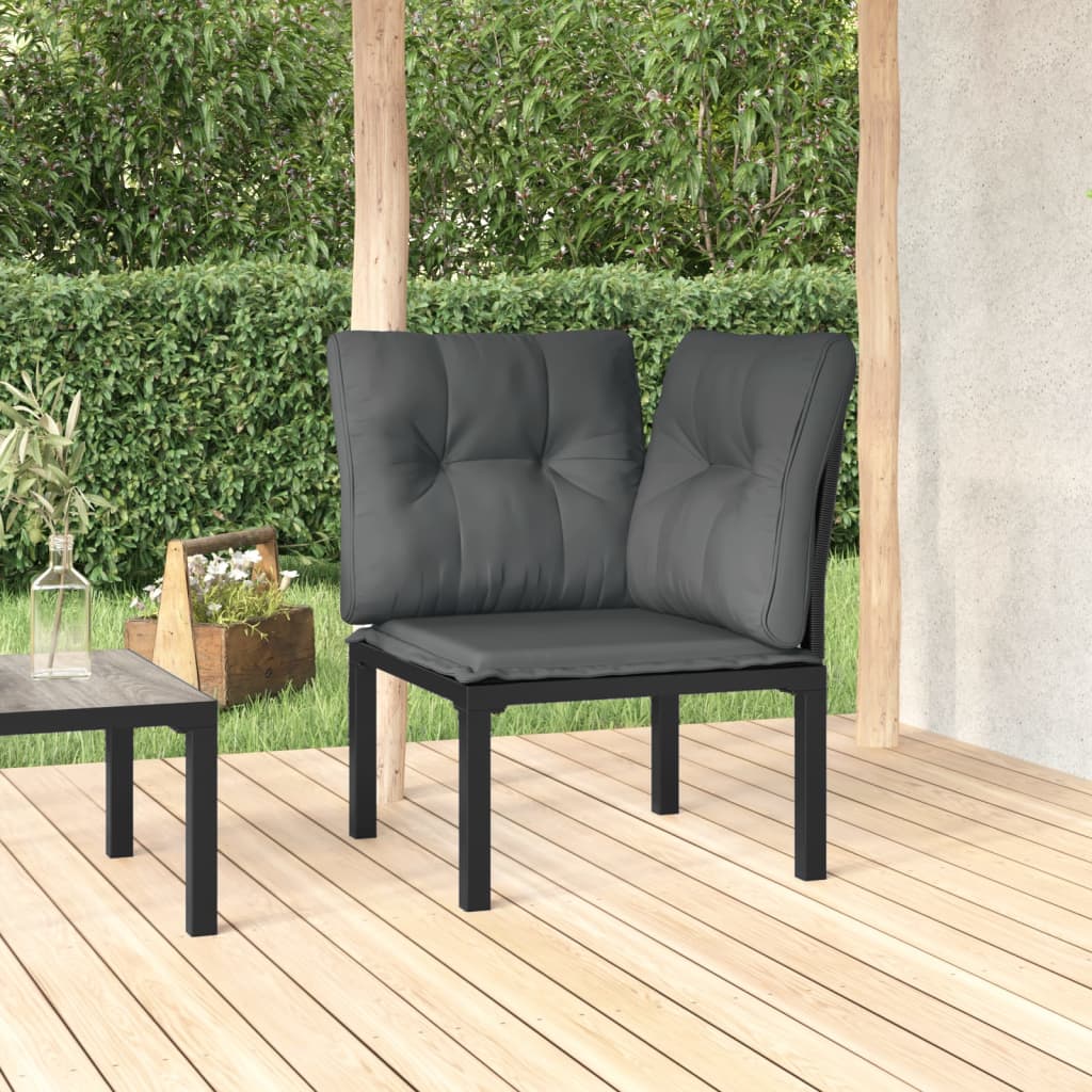 Tuinhoekstoel met kussens poly rattan zwart en grijs is nu te koop bij PeponiXL, paradijselijk wonen!