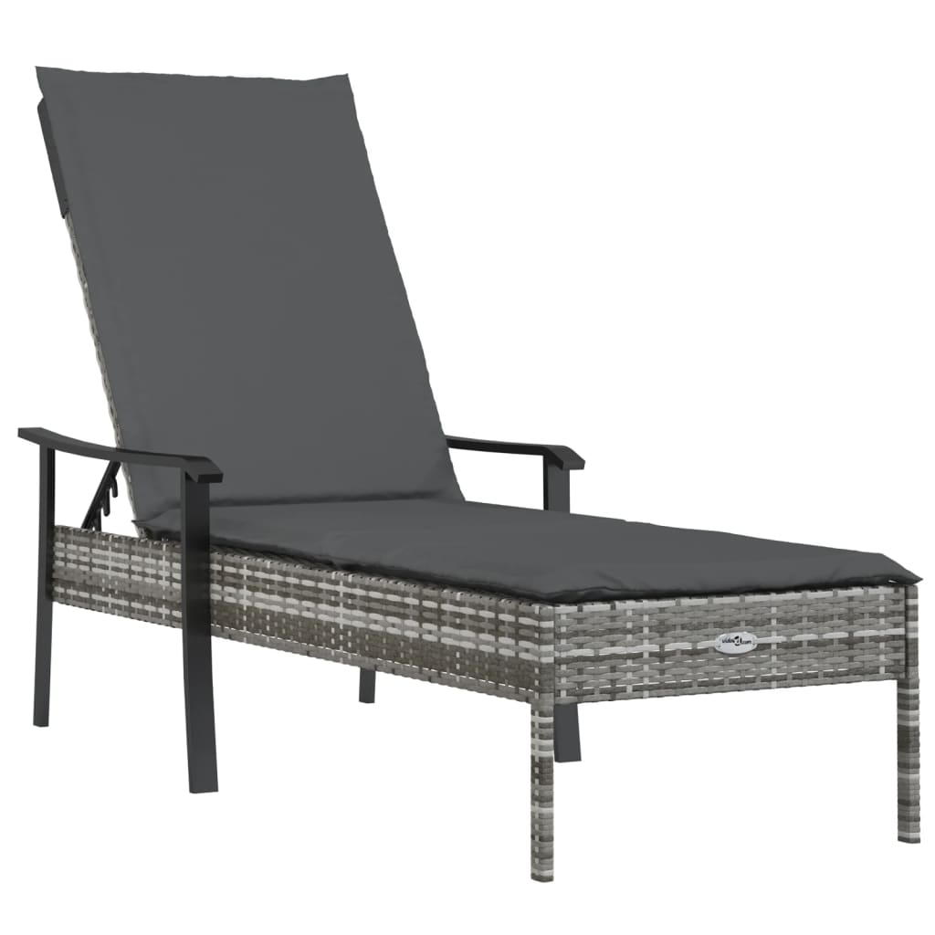 Ligbedden 2 st met tafel en kussens poly rattan grijs is nu te koop bij PeponiXL, paradijselijk wonen!