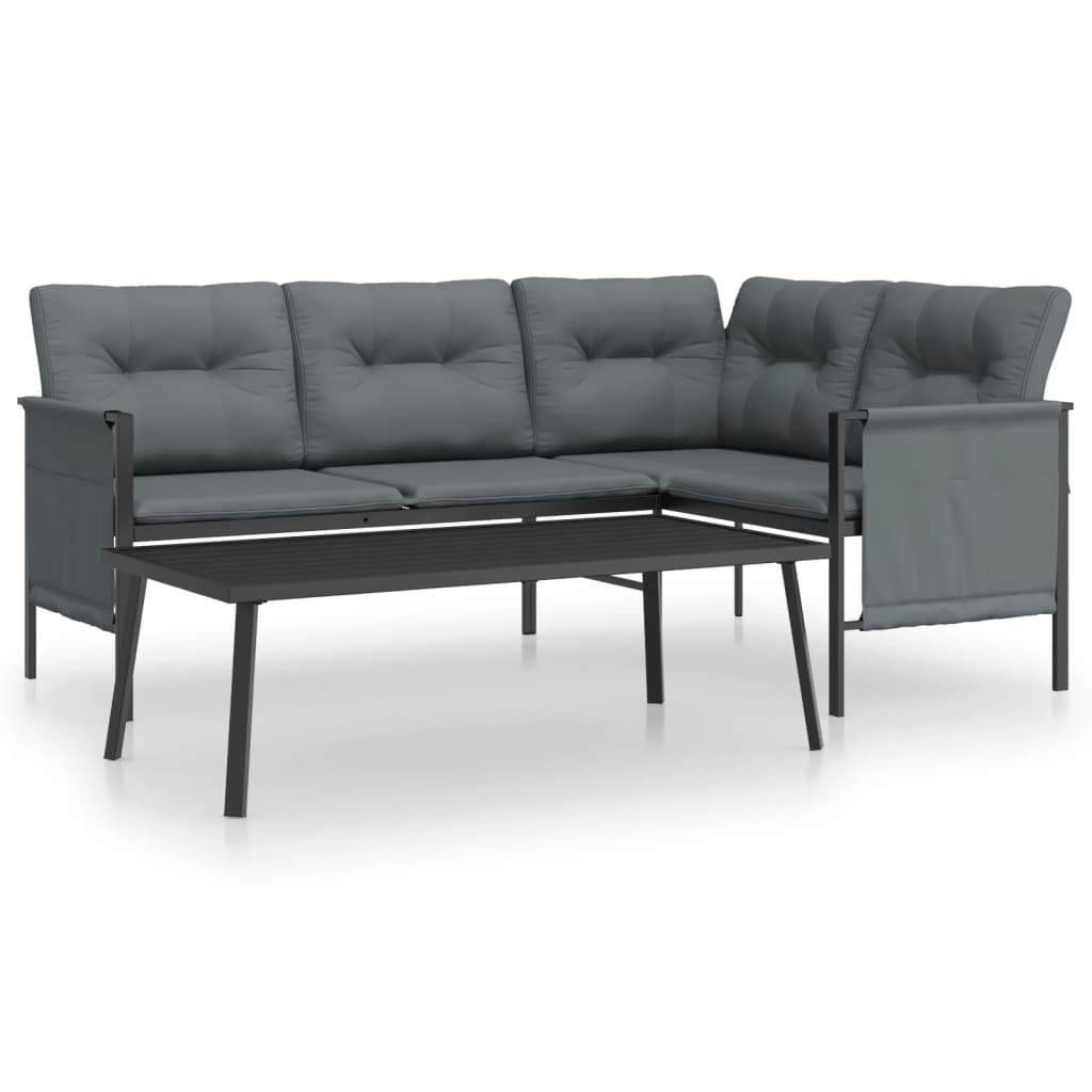 2-delige Loungeset staal antracietkleurig is nu te koop bij PeponiXL, paradijselijk wonen!