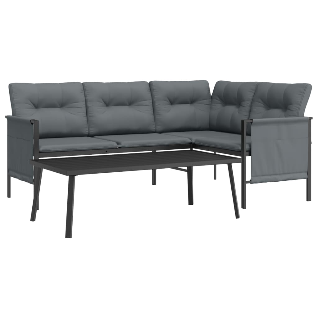 2-delige Loungeset staal antracietkleurig is nu te koop bij PeponiXL, paradijselijk wonen!