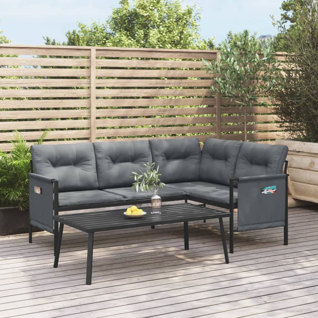 2-delige Loungeset staal antracietkleurig is nu te koop bij PeponiXL, paradijselijk wonen!