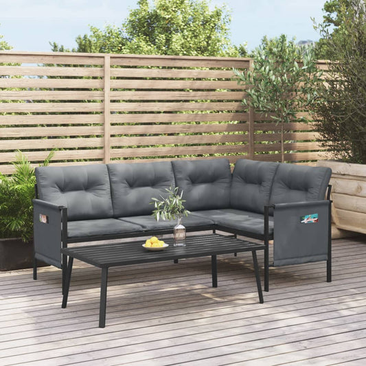 2-delige Loungeset staal antracietkleurig is nu te koop bij PeponiXL, paradijselijk wonen!