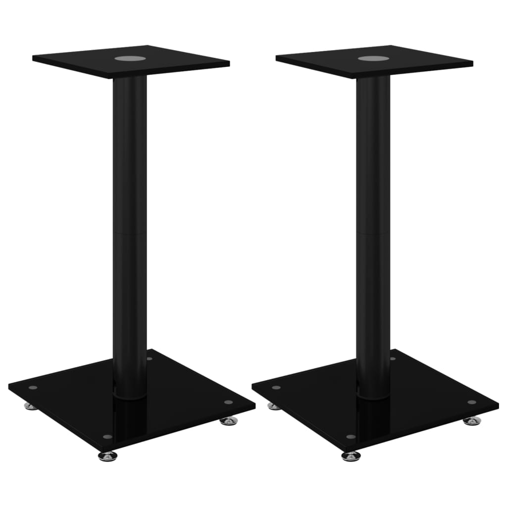 Luidsprekerstandaards 2 st 1 pijler gehard glas zwart is nu te koop bij PeponiXL, paradijselijk wonen!