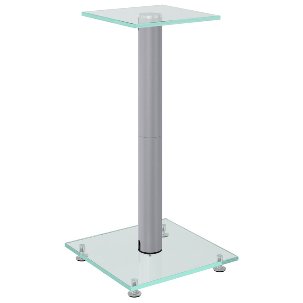Luidsprekerstandaards 2 st 1 pijler gehard glas zilverkleurig is nu te koop bij PeponiXL, paradijselijk wonen!