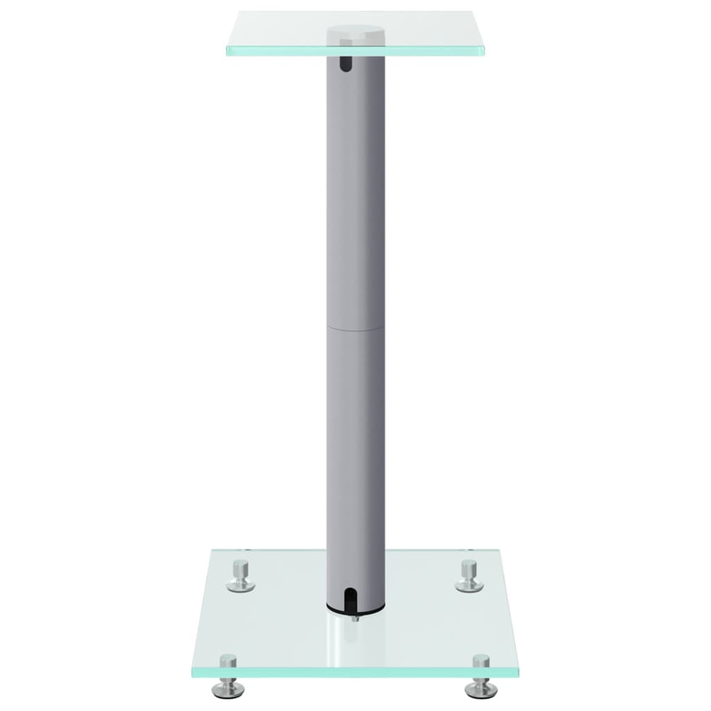 Luidsprekerstandaards 2 st 1 pijler gehard glas zilverkleurig is nu te koop bij PeponiXL, paradijselijk wonen!