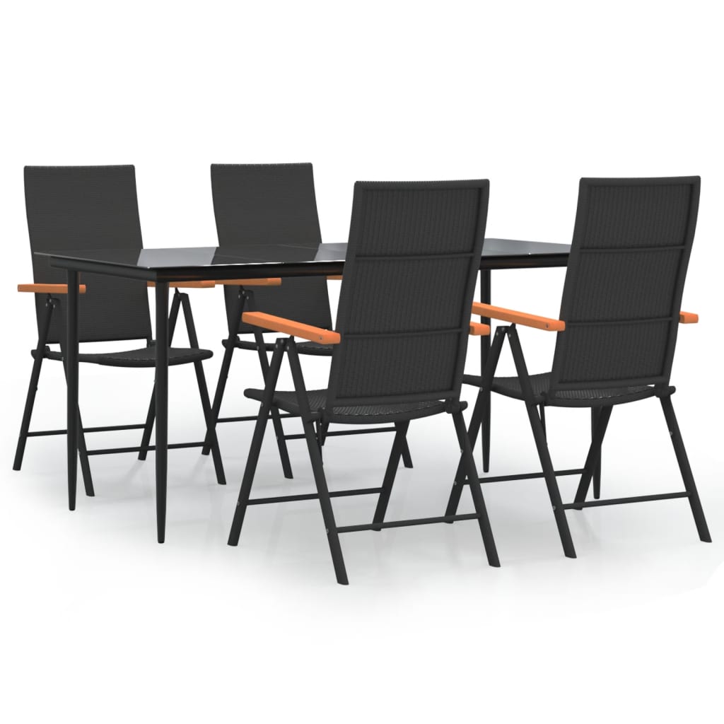 5-delige Tuinset poly rattan zwart en bruin