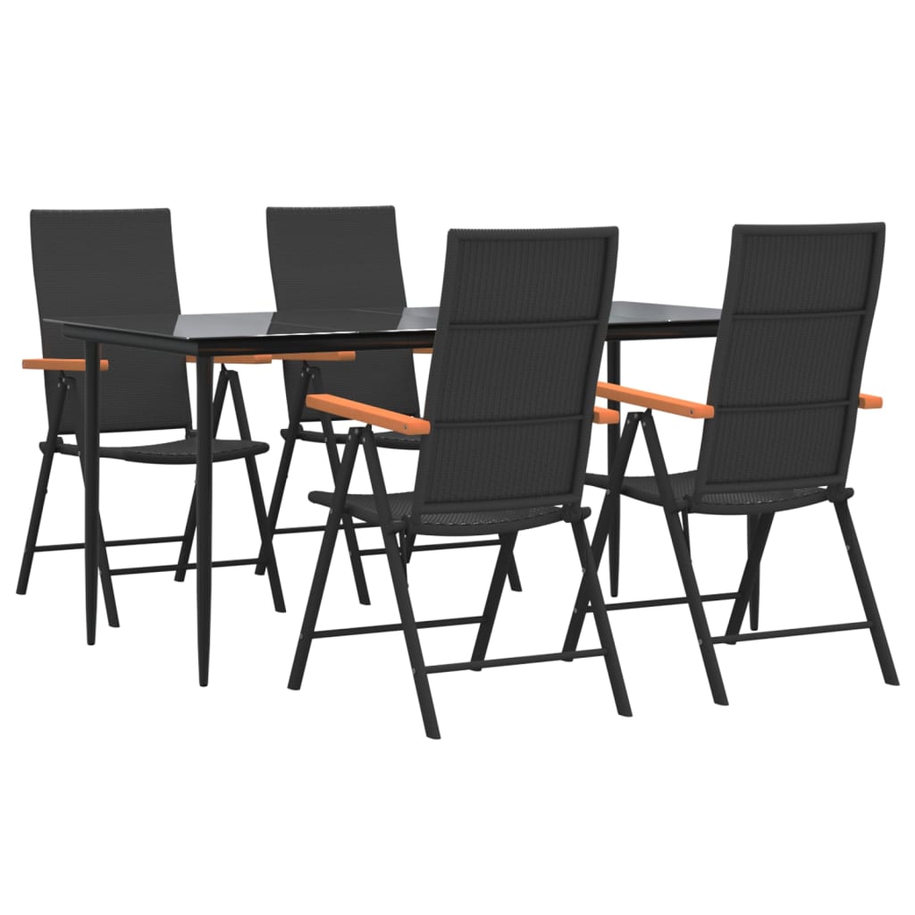 5-delige Tuinset poly rattan zwart en bruin