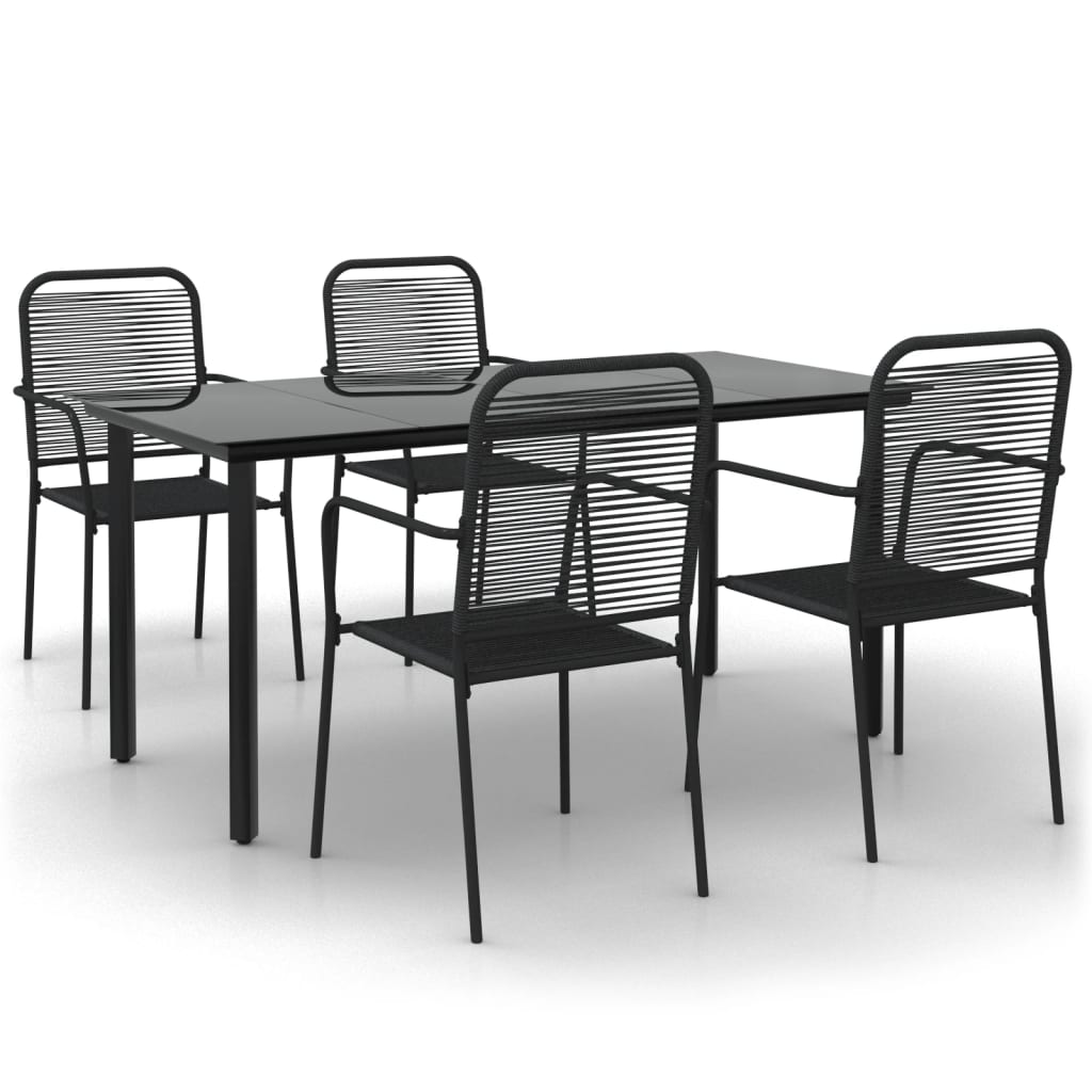 5-delige Tuinset katoenen touw en staal zwart is nu te koop bij PeponiXL, paradijselijk wonen!