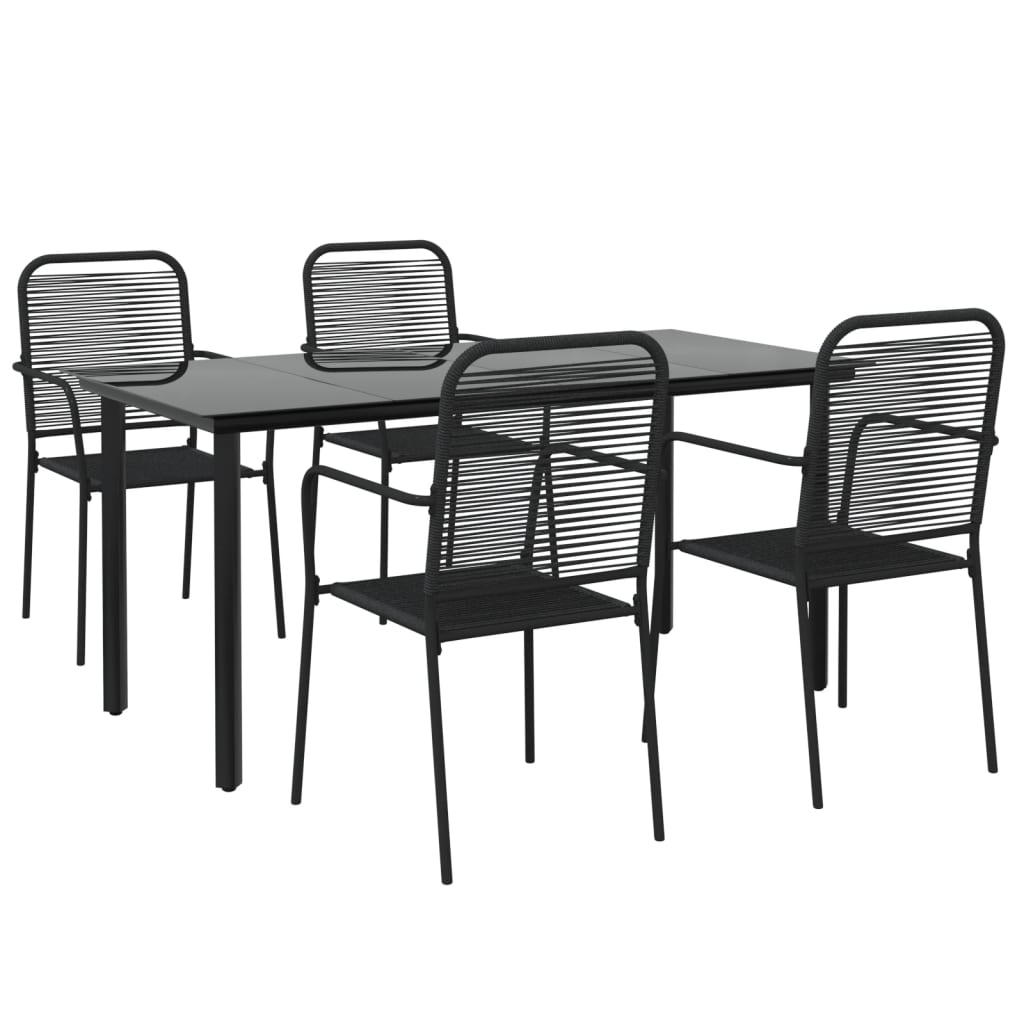5-delige Tuinset katoenen touw en staal zwart is nu te koop bij PeponiXL, paradijselijk wonen!