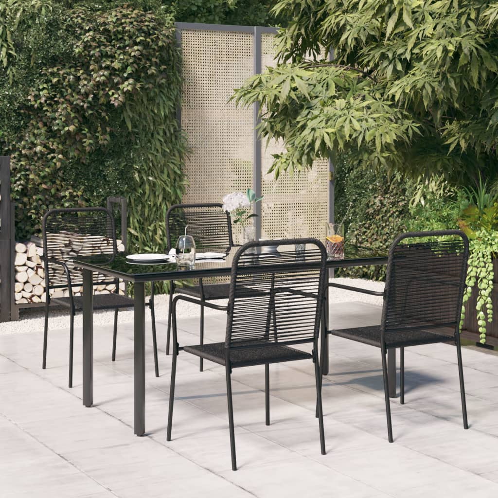 5-delige Tuinset katoenen touw en staal zwart is nu te koop bij PeponiXL, paradijselijk wonen!