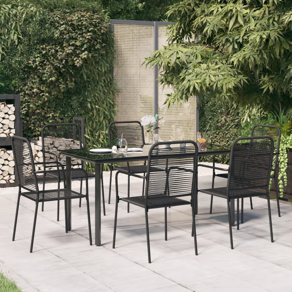 7-delige Tuinset katoenen touw en staal zwart is nu te koop bij PeponiXL, paradijselijk wonen!