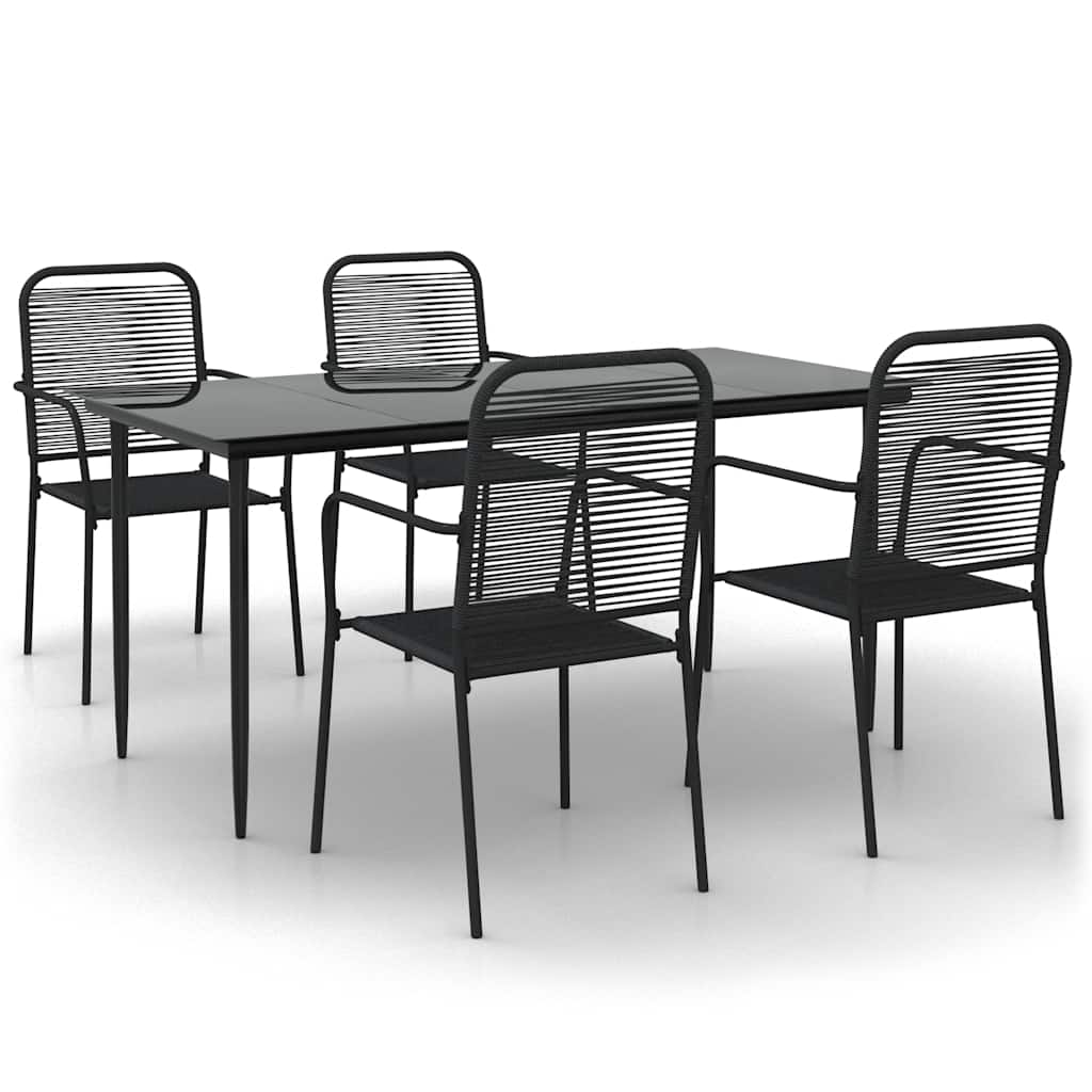 5-delige Tuinset katoenen touw en staal zwart is nu te koop bij PeponiXL, paradijselijk wonen!